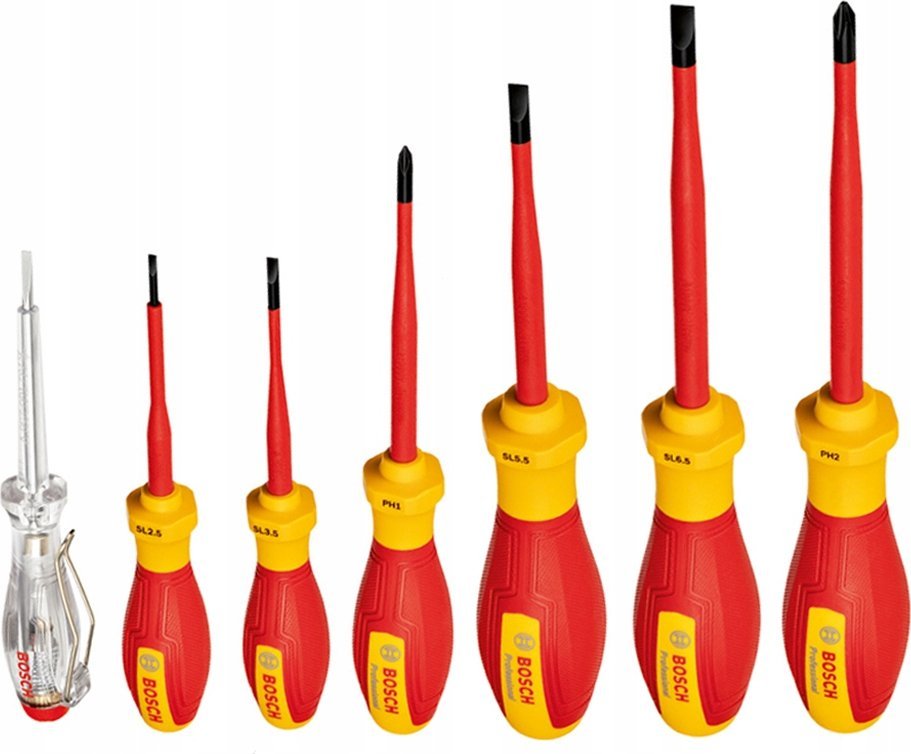 Bosch Bosch VDE screwdriver set PH/SL Professional, 7-piece (red/yellow, 6 VDE screwdrivers, phase tester SL3)