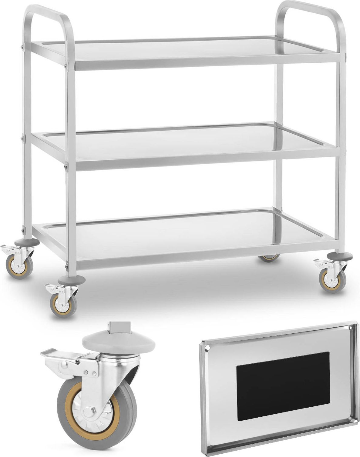 Royal Catering Wózek kelnerski 3 półkowy ze stali nierdzewnej