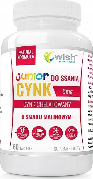 WISH WISH Cynk Junior Do Ssania 5mg 60tabs Raspberry