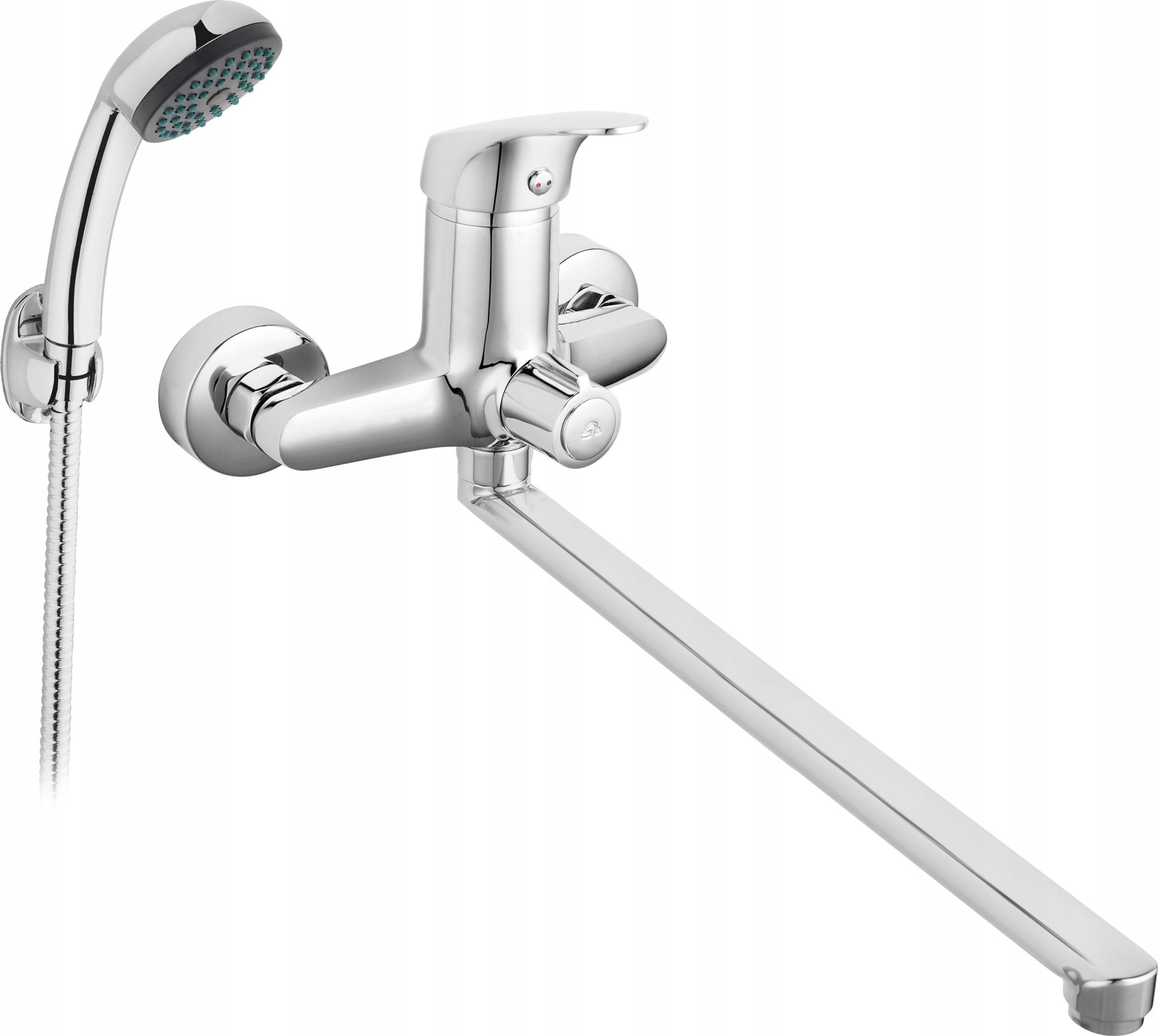 Ferro FERRO ONE bateria umywalkowo-wannowa ścienna z przyłączem natrysku, z zestawem natryskowym, chrom