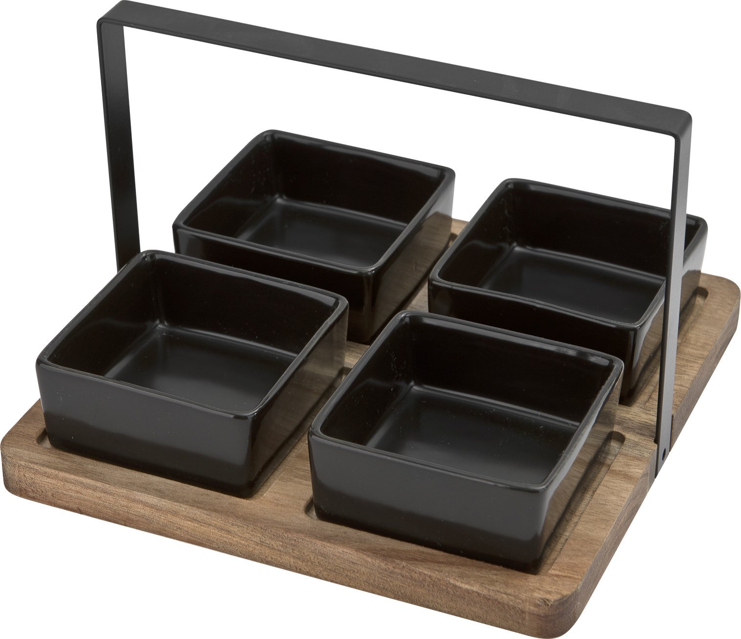 Orion Miski ceramiczne na przekąski na drewnianej tacy