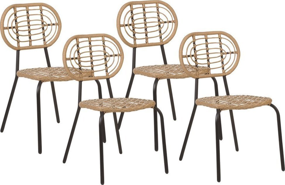 Beliani Zestaw 4 krzeseł z technorattanu naturalny PRATELLO
