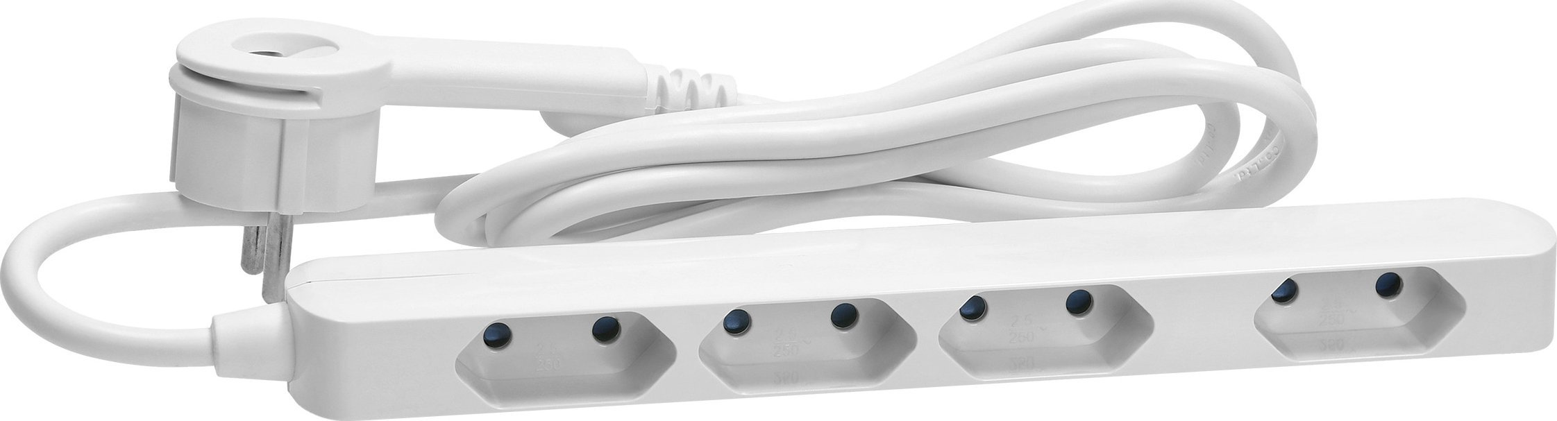 Orno Przedłużacz 4 gniazda 2P/II, płaska wtyczka, przewód 2x0,75mm? - 1,4m