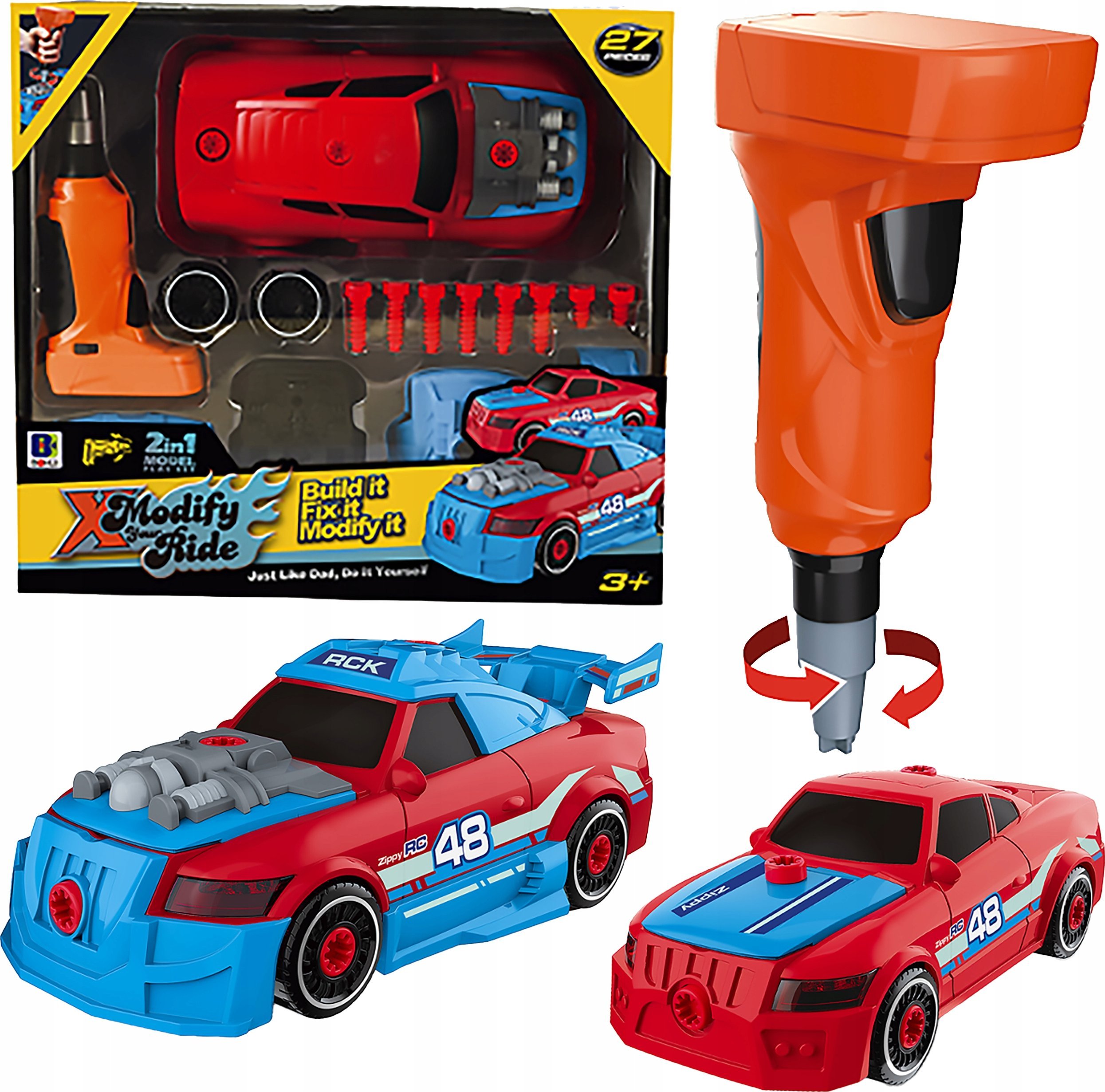 Sportowy Samochód do rozkręcania i skręcania 2w1 TUNING + Wkrętarka