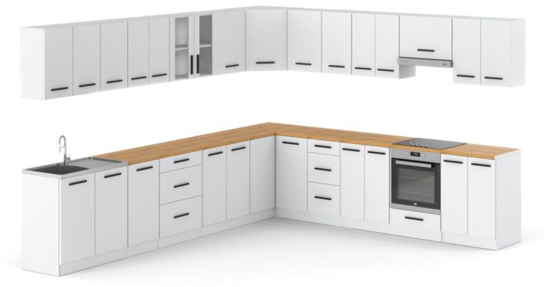 Meble Kuchenne Białe Narożne Nowoczesne Kuchnia Pojemna Rossa 6.8m Modułowa