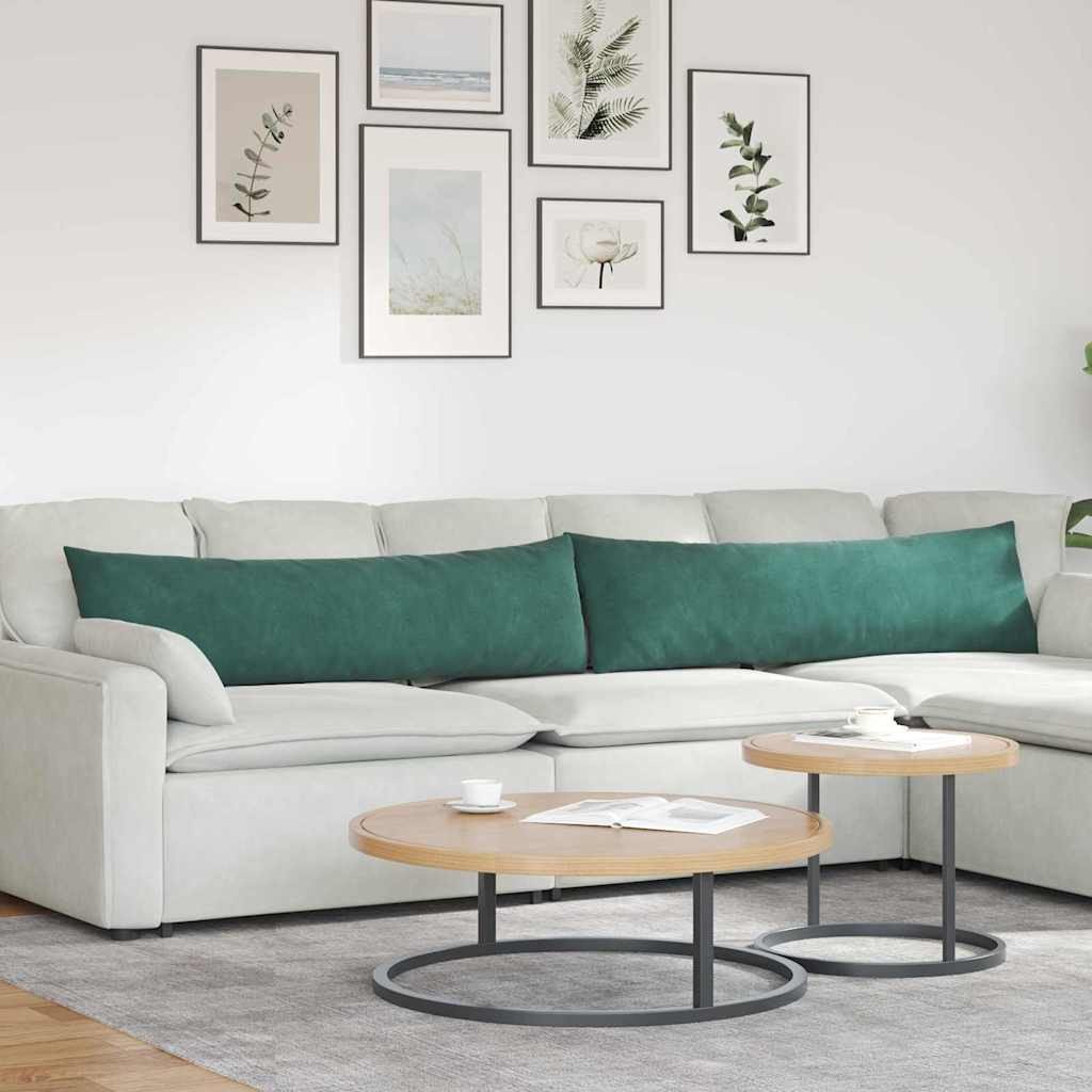 vidaXL Poduszki na sofę 2 pcs Ciemna zieleń 145 x 40 cm