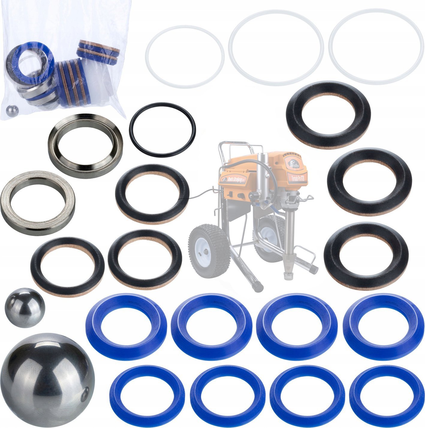 Rosfix ZESTAW NAPRAWCZY POMPY USZCZELKI KULKI AGREGAT MALARSKI ROSFIX TORNADO RTR5