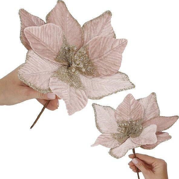 Springos Sztuczna gwiazda betlejemska gałązka poinsecja kwiat różowy UNIWERSALNY