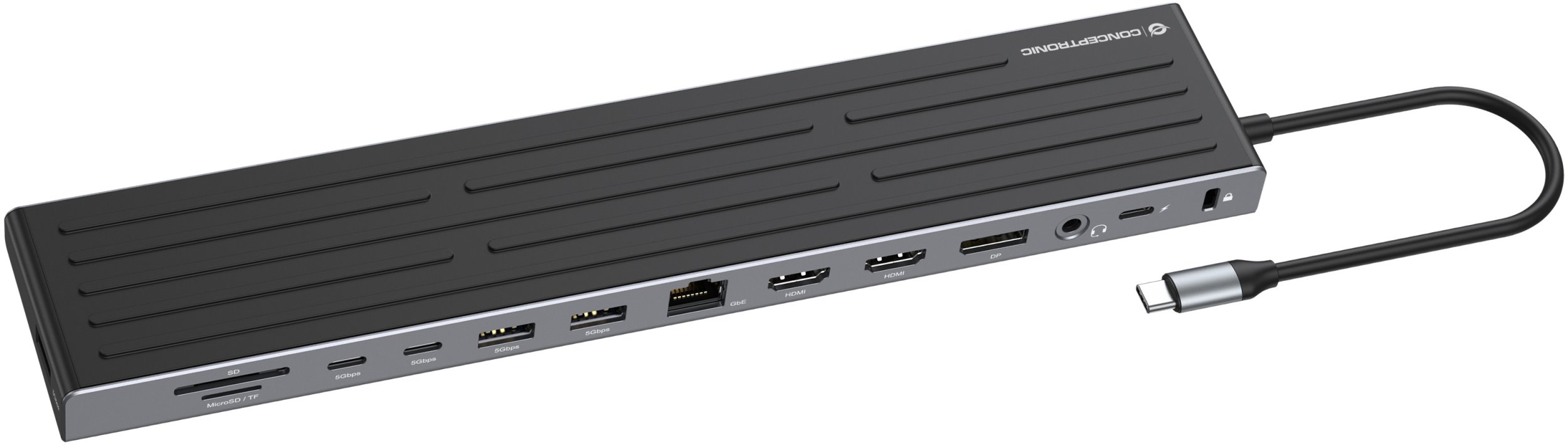 CONCEPTRONIC 14-1 Dock USB-C->2xHDMI/DP/2xUSB-C/+ 18cm sw