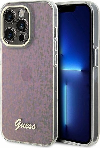 Guess GUHCP15LHDECMP iPhone 15 Pro 6.1" różowy/pink hardcase IML Faceted Mirror Disco Iridescent