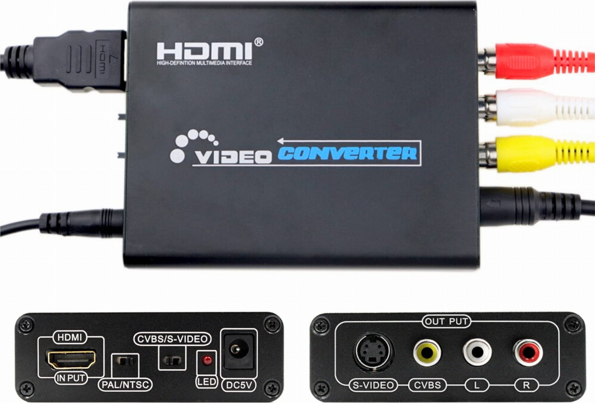 Adapter AV SwiatKabli KONWERTER z HDMI PAL/NTSC na do S-VIDEO RCA AV 3x CHINCH