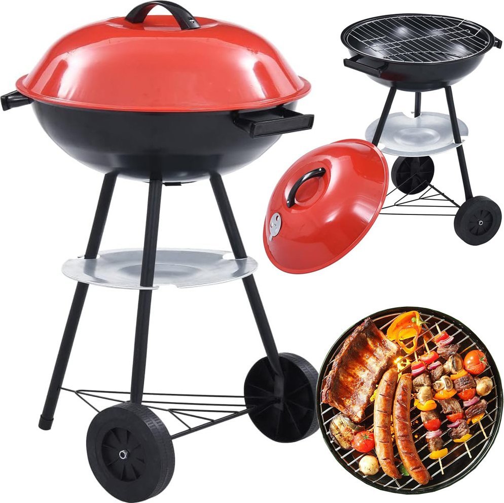 Verk Grill węglowy brykietowy ogrodowy kółka pokrywa okrągły zamykany przenośny Grill węglowy brykietowy ogrodowy kółka pokrywa okrągły zamykany przen