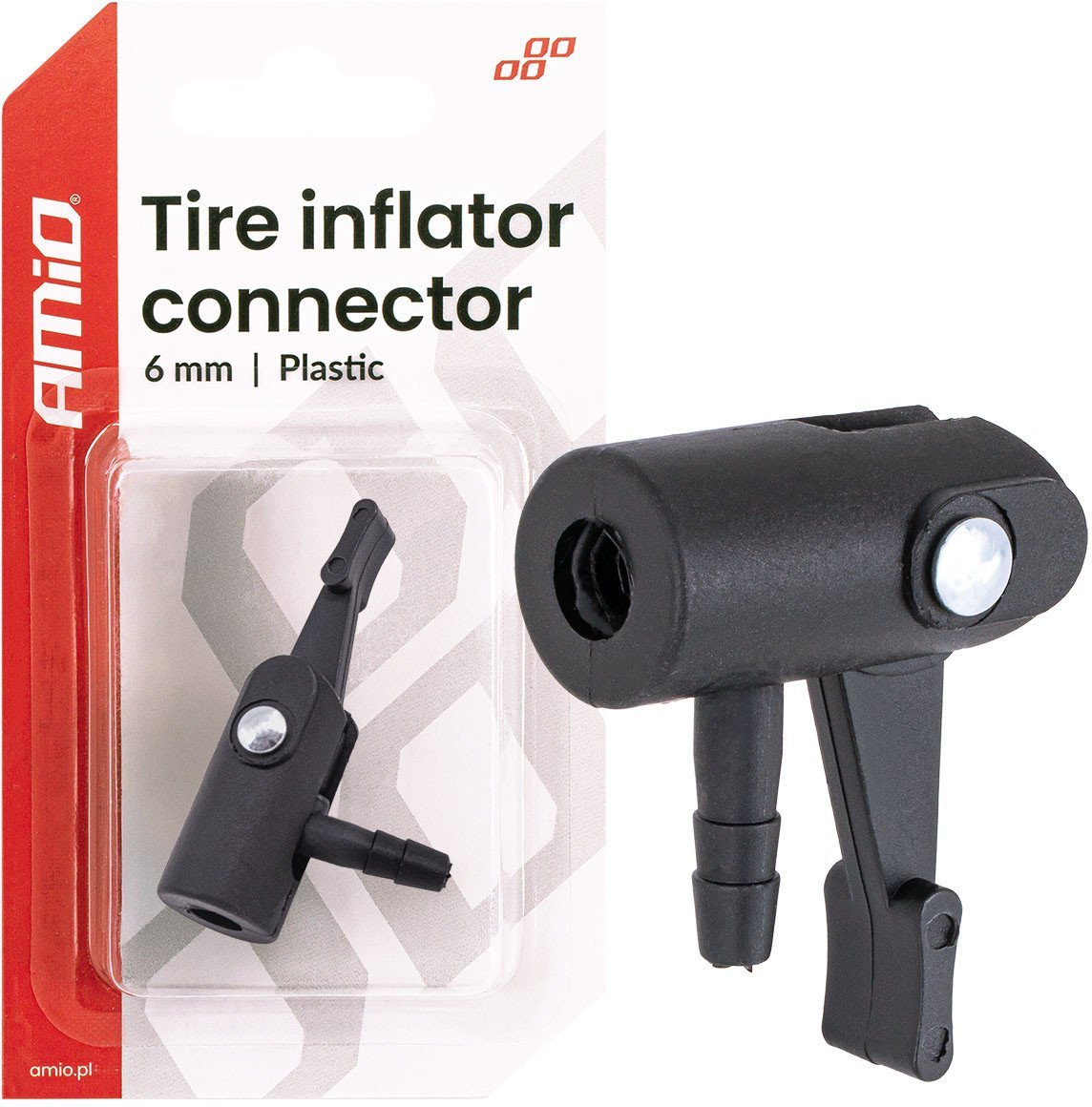Adapter kompresora plastikowy 6mm amio-04501