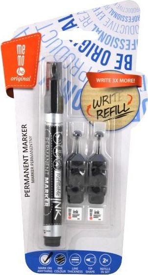 MemoBe Marker permanentny + 2 ampułki czarny