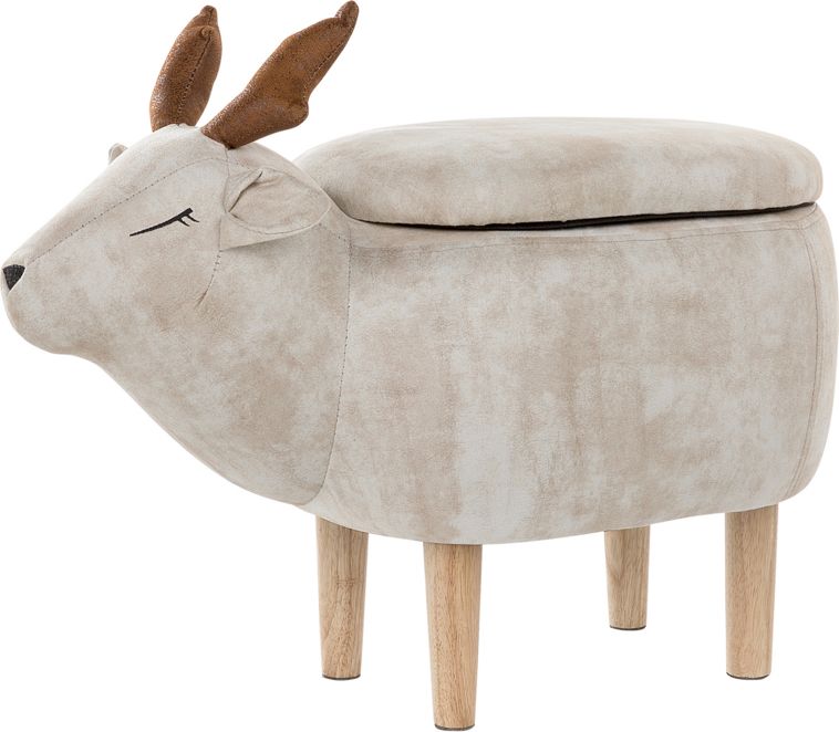 Beliani Pufa zwierzak ze schowkiem beżowa REINDEER