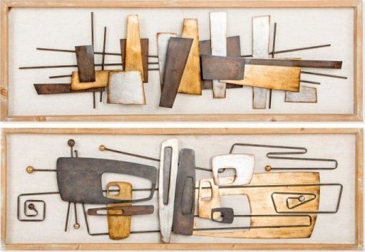 DKD Home Decor Dekoracja ścienna DKD Home Decor Abstrakcyjny Złoty Metal Wielokolorowy Nowoczesny Brzoza (120 x 40 x 5,5 cm) (2 Sztuk)