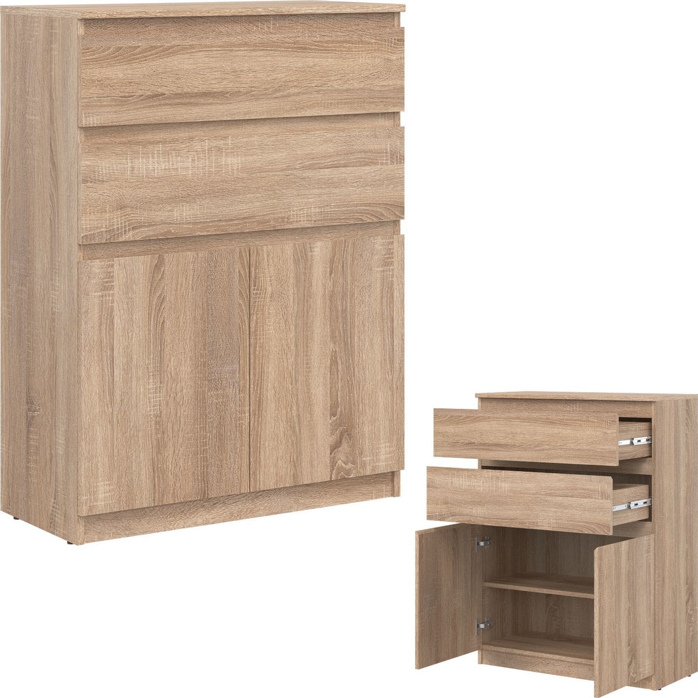 BogFran Komoda wysoka z szufladami dąb Sonoma REMI RM05