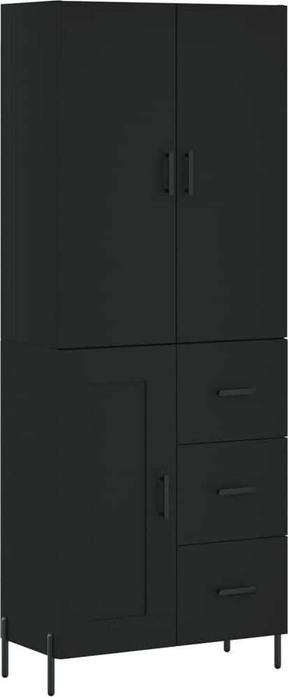 vidaXL Witrynka, czarna, 69,5x34x180 cm, materiał drewnopochodny