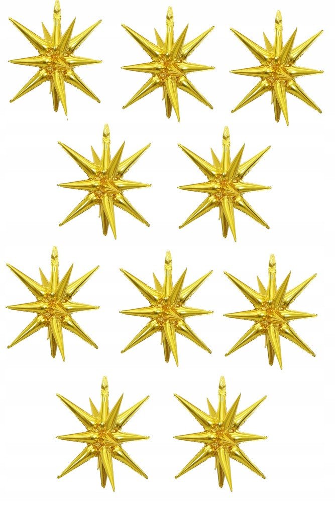 Balon Foliowy Złoty Gwiazda 3D Duża ok 55 cm 10 sztuk