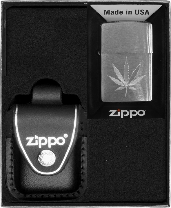 Zestaw ZIPPO Zapalniczka LEAF DESIGN ENGRAVED Prezentowy No3
