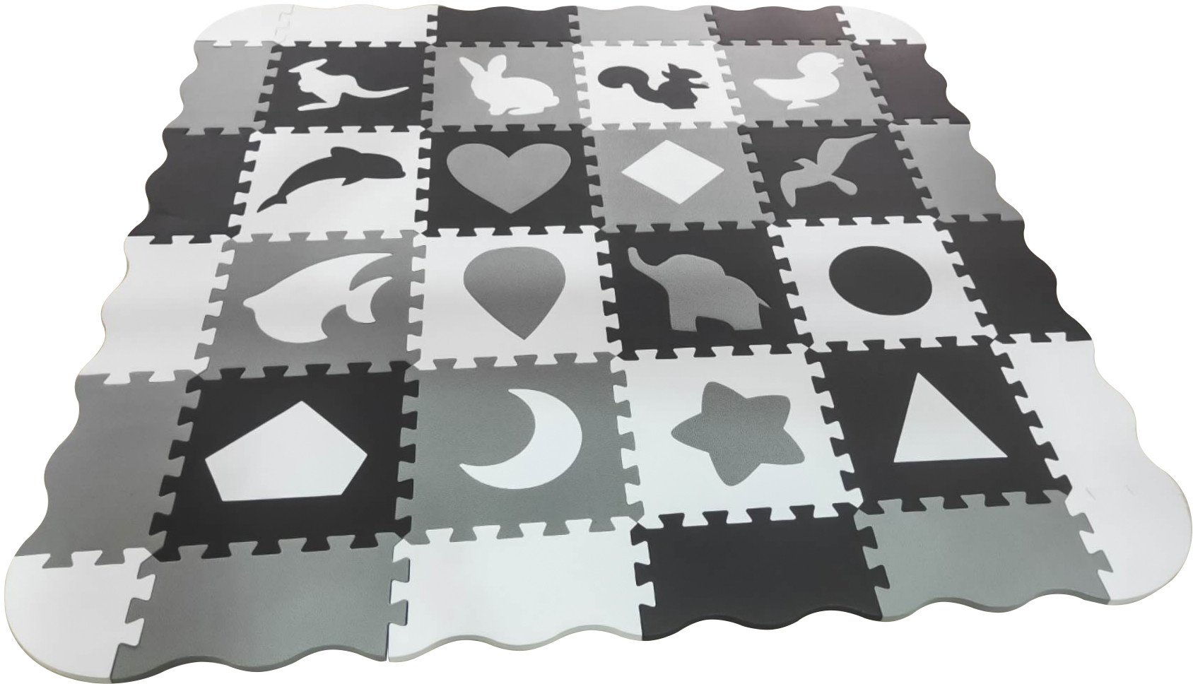 Duża mata piankowa z płotkiem i puzzlami kształty