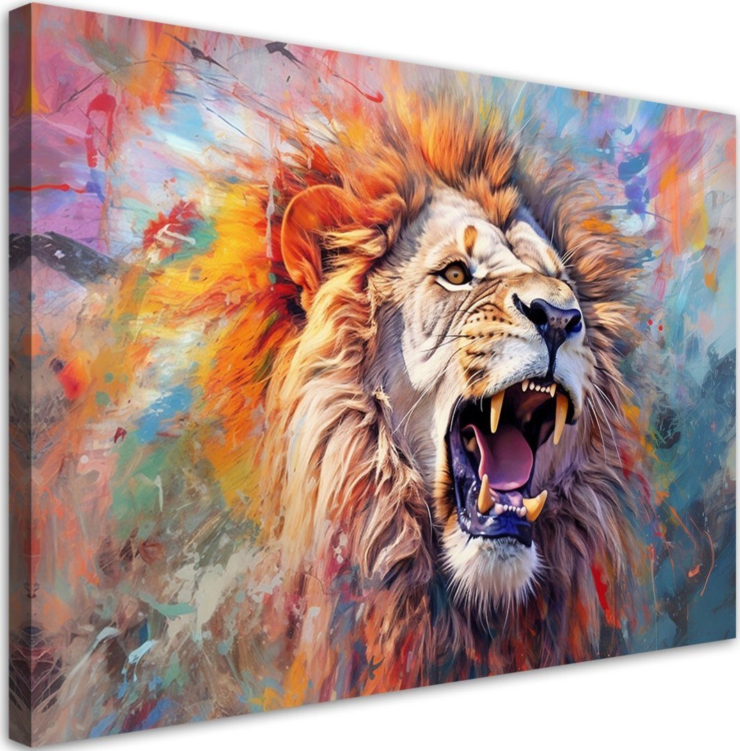 Feeby Obraz na płótnie, Groźny Lew Abstrakcja - 120x80