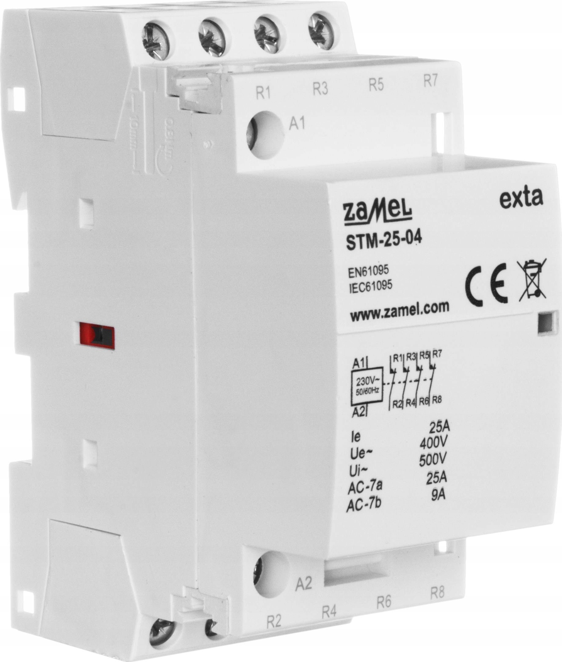 Zamel Stycznik modułowy instalacyjny 25A 4R 230V AC typ: STM-25-04 EXT10000294