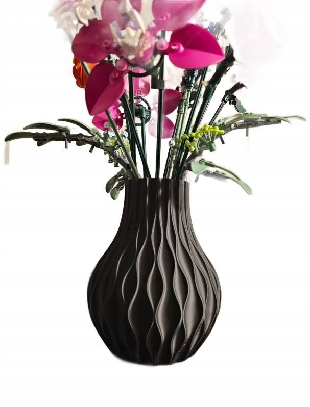 Wazon dekoracyjny na kwiaty, kwiaty Lego 17 cm - Czarny