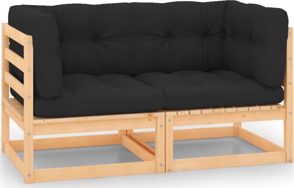 vidaXL Ogrodowe siedziska narożne z poduszkami, 2 szt., drewno sosnowe