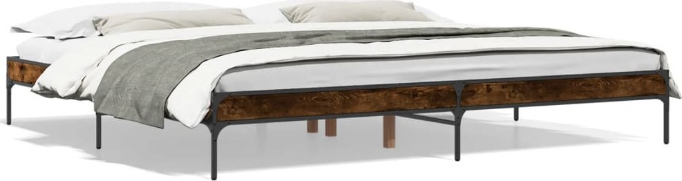 vidaXL Rama łóżka, przydymiony dąb, 180x200 cm