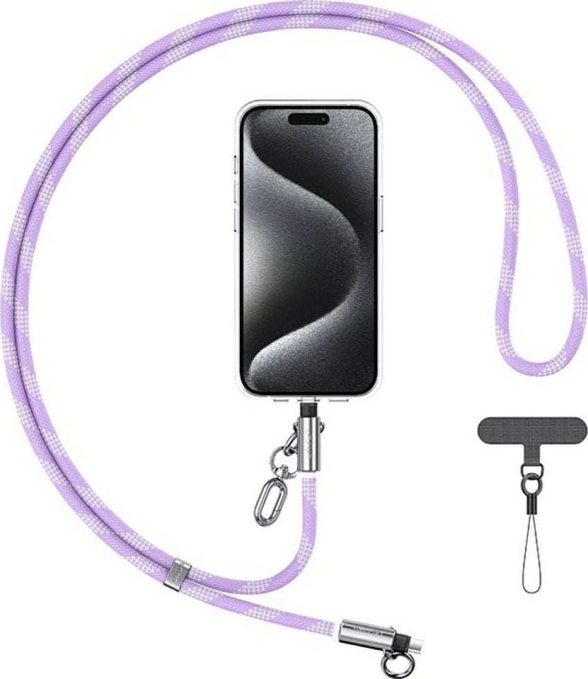 Smycz do telefonu z kablem do ładowania Usams SJ746 30W USB-C do Lightning 1.2m fioletowy