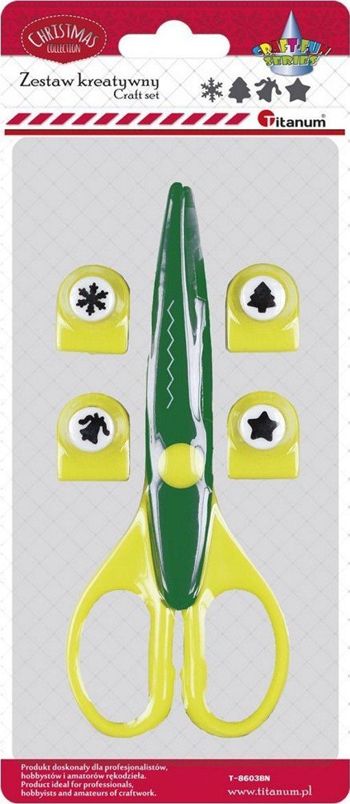 Titanum Zestaw nożyczki i 4 dziurkacze dekoracyjne Boże Narodzenie Titanum