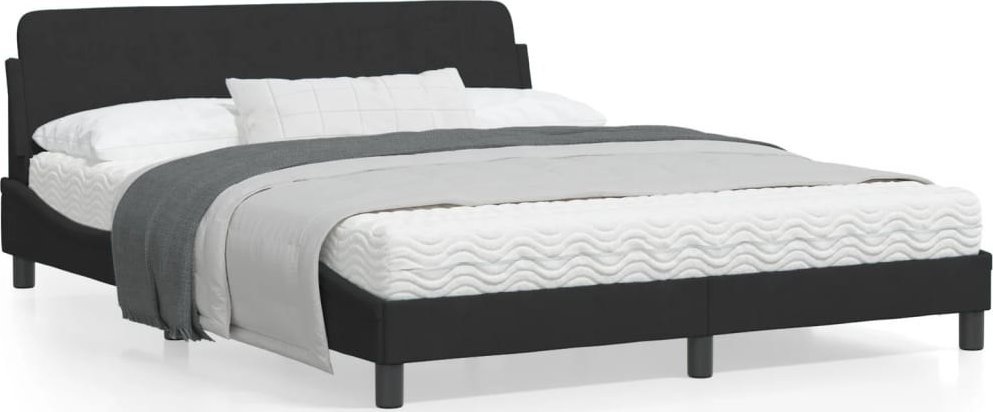 vidaXL Rama łóżka z zagłówkiem, czarna, 160x200 cm, aksamitna