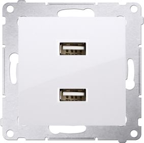 Kontakt-Simon Ładowarka 2xUSB 2.1A 5V/DC srebrny mat (DC2USB.01/43)