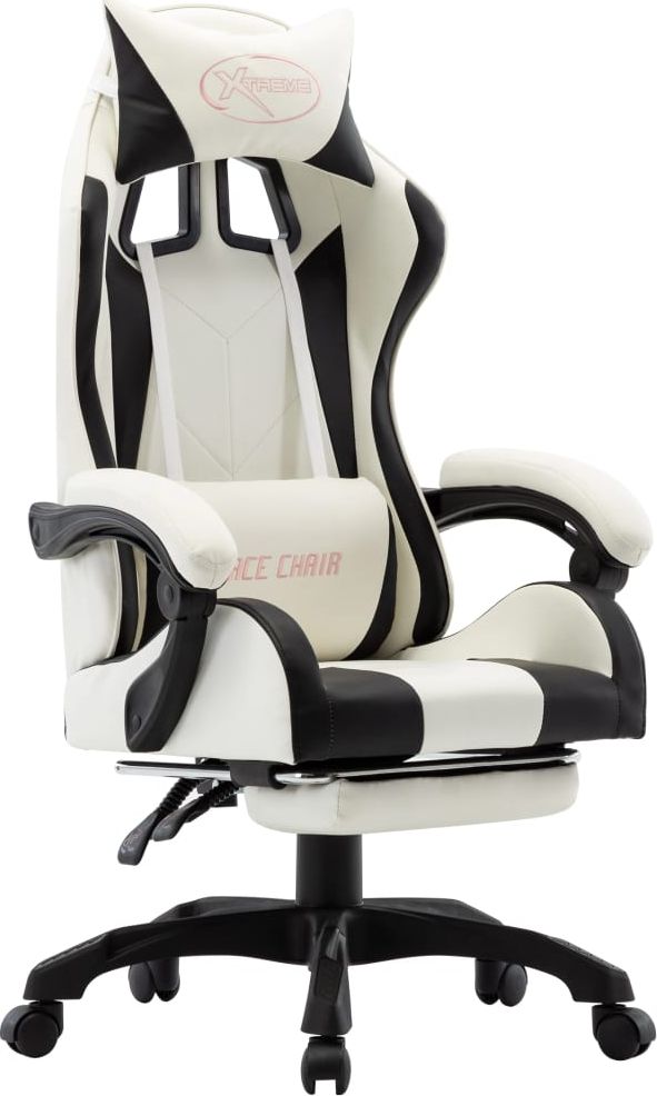 Fotel vidaXL biało-czarny z podnóżkiem (287995)