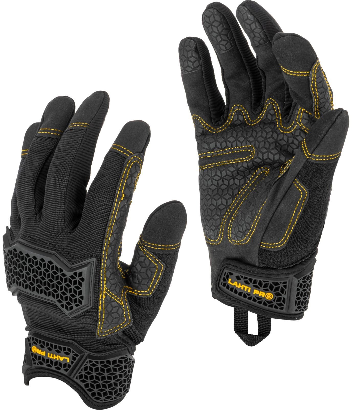 Rękawice warszt. czar.-żółte, l281608p, karta, "8", ce,lahti