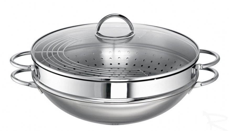 ROHE Ravenna Wok z rusztem / garnek do gotowania na parze 34cm 203101-34