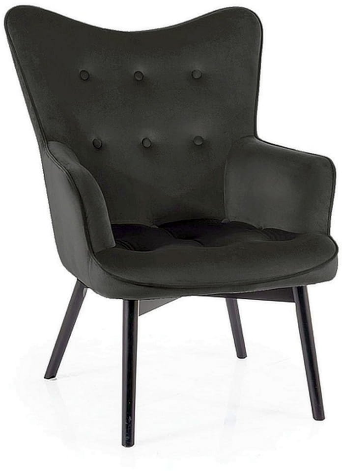 Fotel welurowy CARMEN VELVET czarny/czarny mat