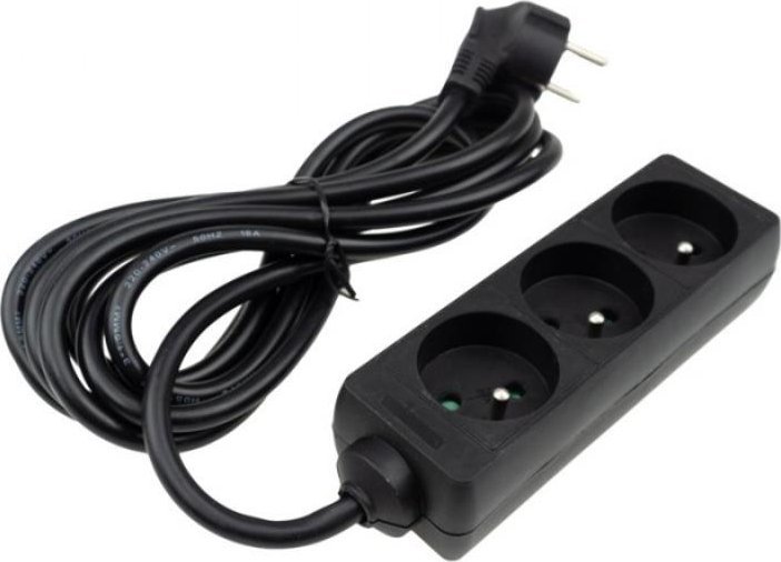 Ecolight Przedłużacz 3 gniazda 3m z/u 3x1.5mm2 czarne