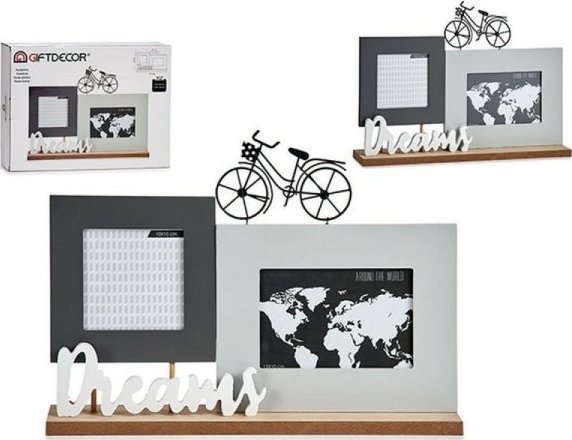 Ramka Gift Decor Ramka na Zdjęcia Dreams Czarny Szary Biały Drewno (37,5 x 6 x 26,5 cm)
