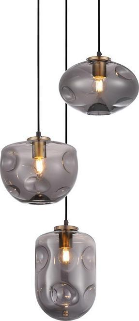 Lampa wisząca Italux Skandynawski zwis HATELLA PND-112038-3A-BRO+SG Italux szklany przydymiony