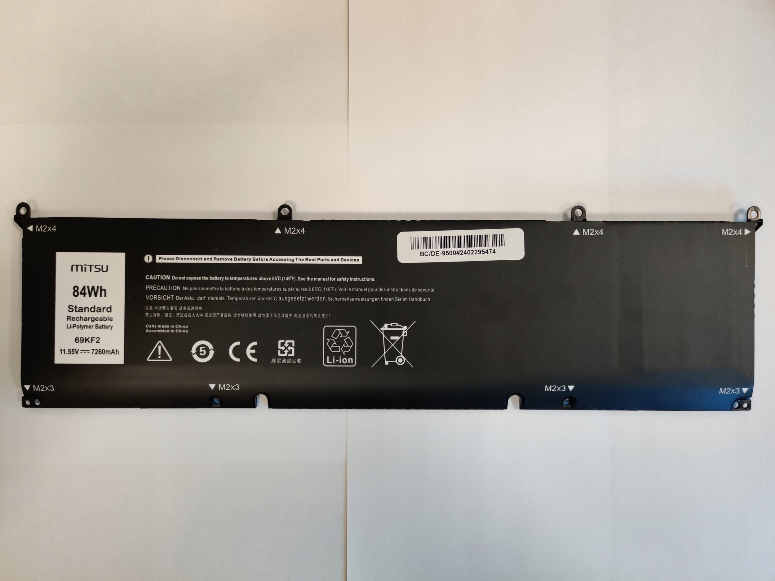 Bateria Mitsu Bateria 69KF2 do Dell Alienware M17 M15 R3 R4 Precision 5550 XPS 9500 9510