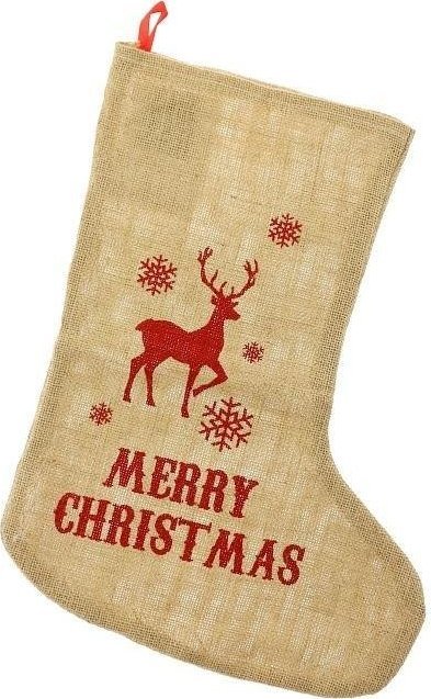 Dekoracja świąteczna GoDan Skarpeta świąteczna na prezenty RENIFER juta