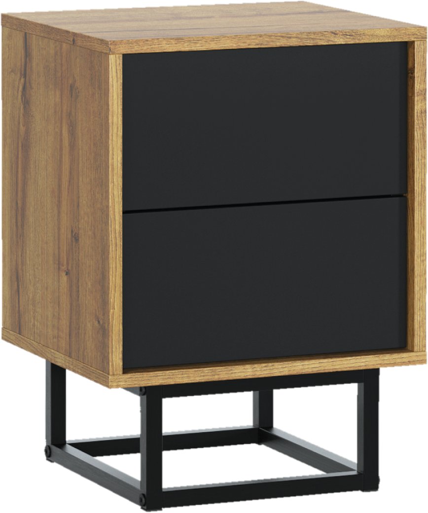 Szafka Nocna 55cm Loft ONE FURNITURE Laminat Dębowy & Czarny