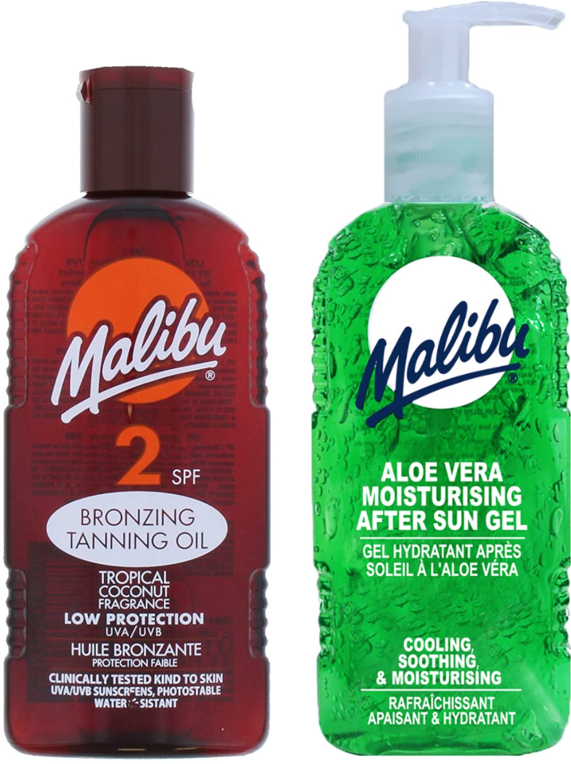 Malibu Olejek Do Opalania SPF2 200ml + Aloe Żel Po Opalaniu 200ml