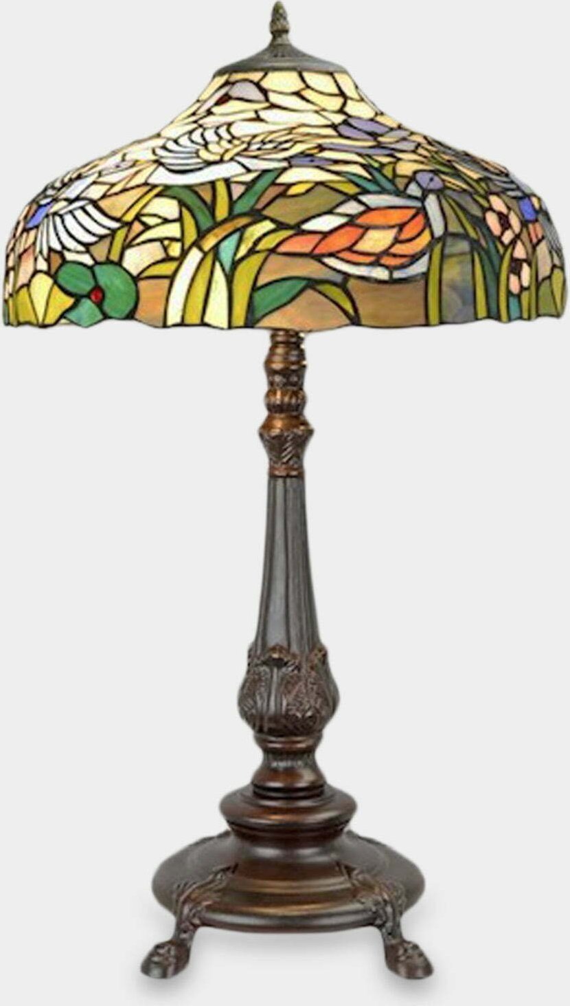 Lampa stołowa rzezbyzbrazu Lampa Witrażowa w Stylu Tiffany Bujne Kolorowe Kwiaty