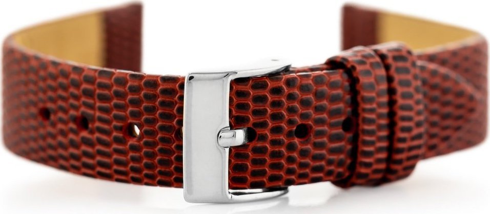 Pasek skórzany do zegarka W107 - czerwony/sr. 14mm