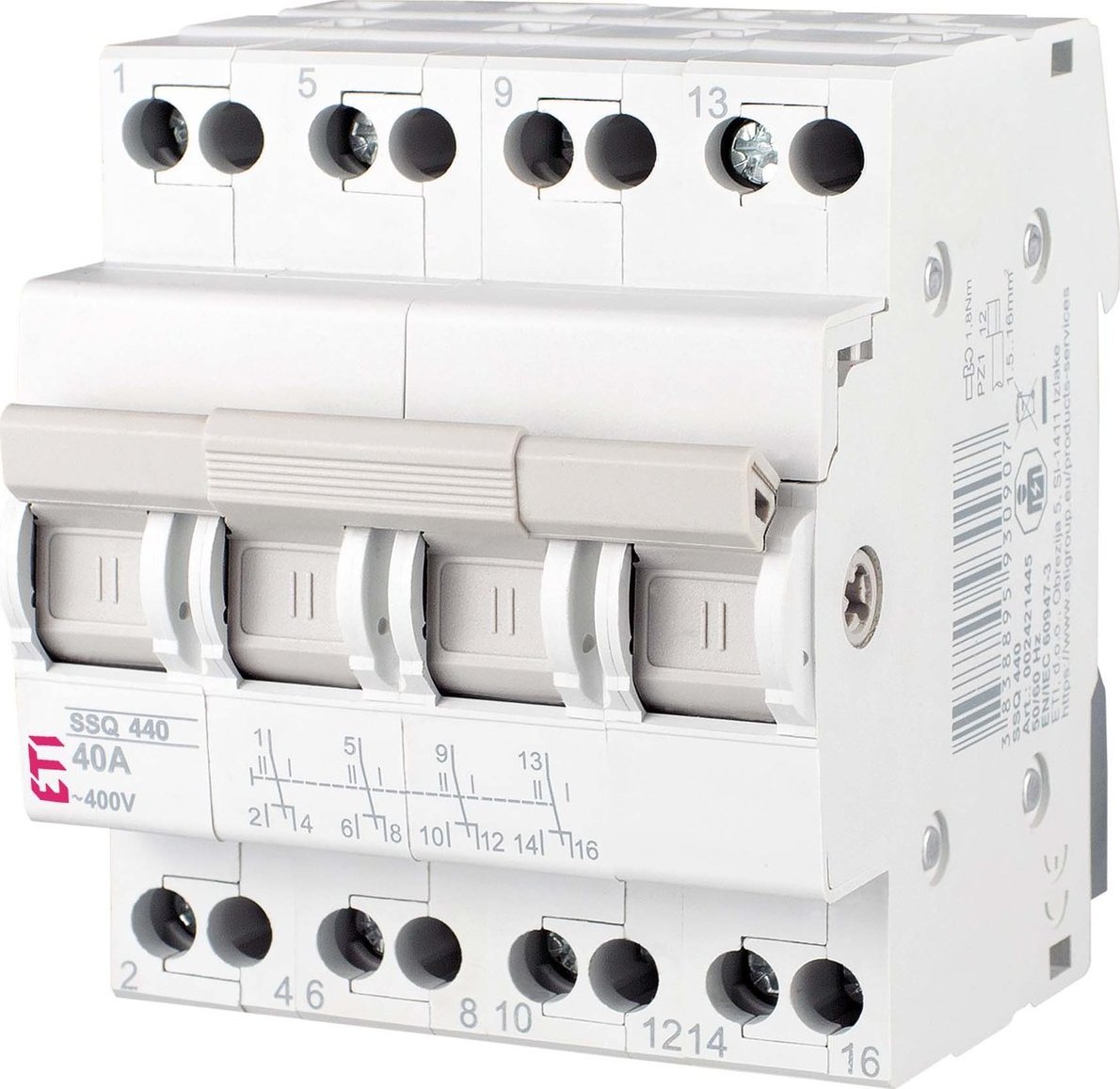 ETI Przełącznik modułowy sieć-agregat I-O-II 40A 1-biegunowy SSQ 140