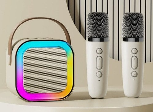 ZS55 ZESTAW KARAOKE BLUETOOTH GŁOŚNIK + 2x MIKROFON BIAŁY