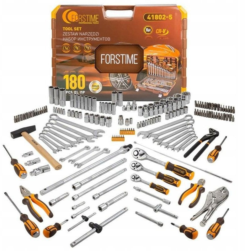 Zestaw narzędzi 1/4", 3/8" i 1/2" 180el. (6-kątnych) (4-32mm)